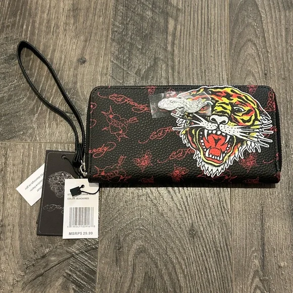 NWT Ed Hardy Black Wristlet with Tiger Design 🐯 - Picture 2 of 6